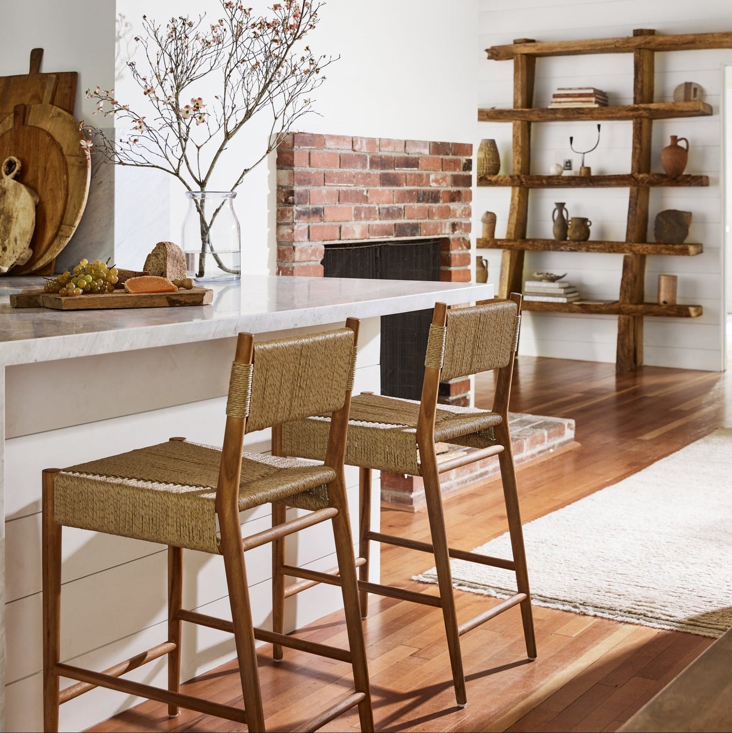 Tabouret de comptoir tissé d'intérieur et d'extérieur Alma