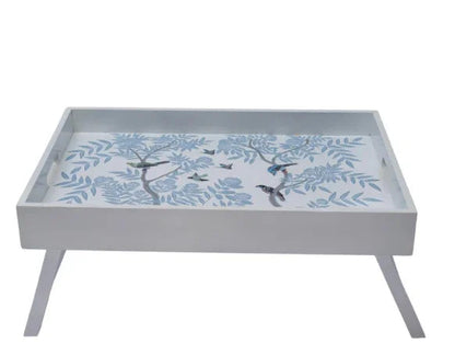 Plateau de petit-déjeuner en bois ivoire avec motif chinoiserie
