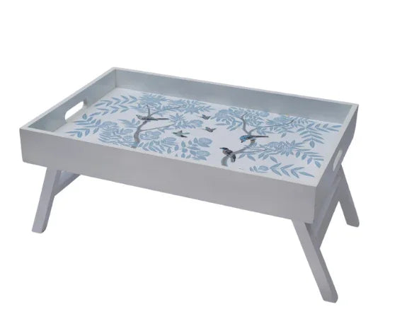 Plateau de petit-déjeuner en bois ivoire avec motif chinoiserie