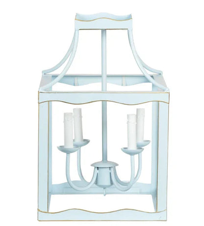 Lanterne moyenne bleu doux avec des accents dorés
