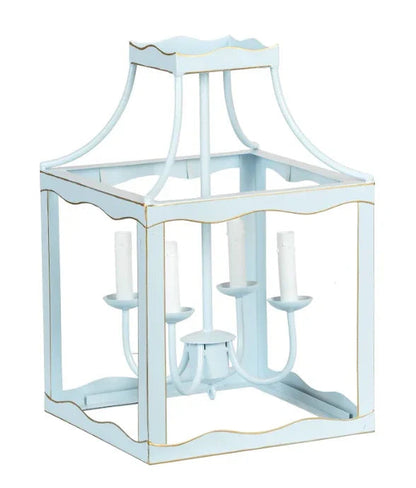 Lanterne moyenne bleu doux avec des accents dorés
