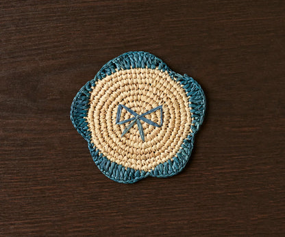 Dessous de verre à franges en raphia tissé à la main par Payton James – Dessous de verre bohème, décoration de table rustique, palmier raphia naturel
