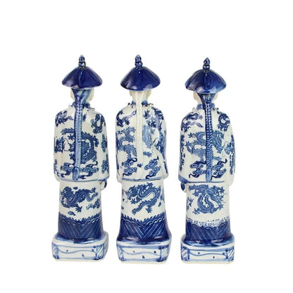Trio d'empereurs debout de taille moyenne en bleu et blanc