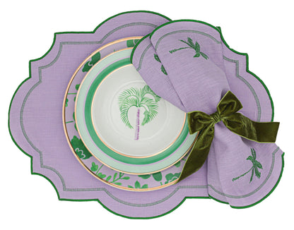 Bol à soupe en porcelaine Bernadette Palm blanc avec motifs verts et lilas (lot de 4)