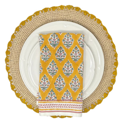 Sets de table en raphia Marigold, sets de table ronds bohèmes tissés à la main, sets de table pour table à manger