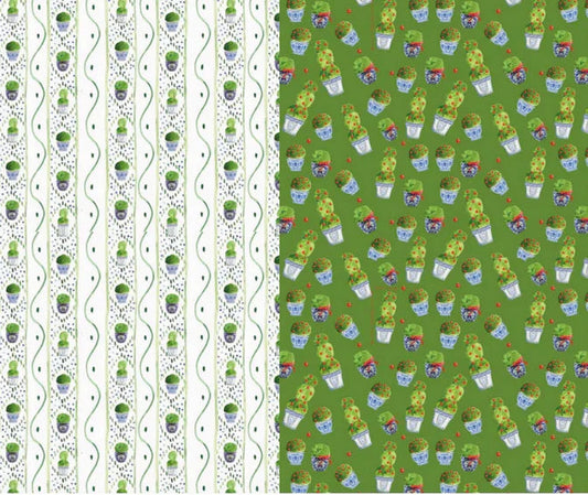 Papier cadeau topiaire réversible en buis vert