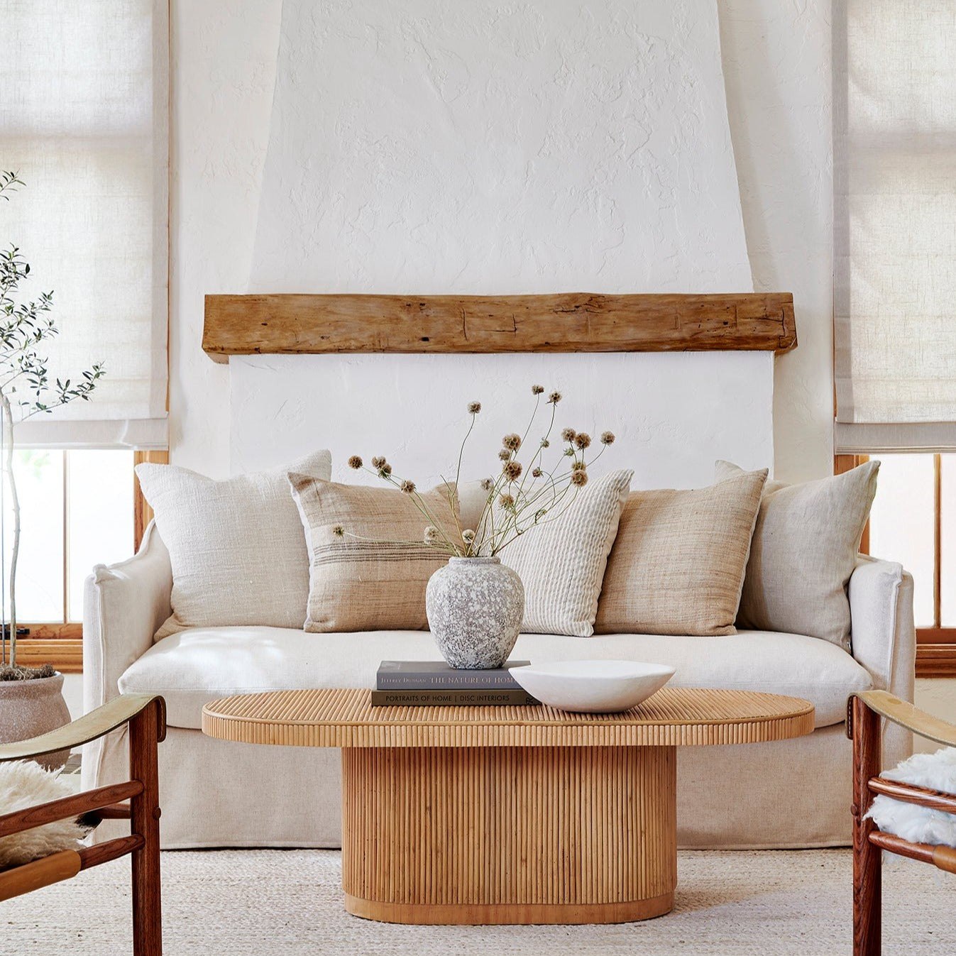 Table basse en rotin Gabriella en naturel