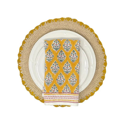 Sets de table en raphia Marigold, sets de table ronds bohèmes tissés à la main, sets de table pour table à manger