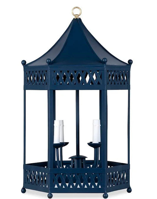 Lustre lanterne pagode bleu marine